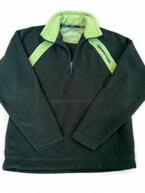 Vintage 90’s Bossini Olive Half-Zip Fleece Pullover with Light Green Accents
